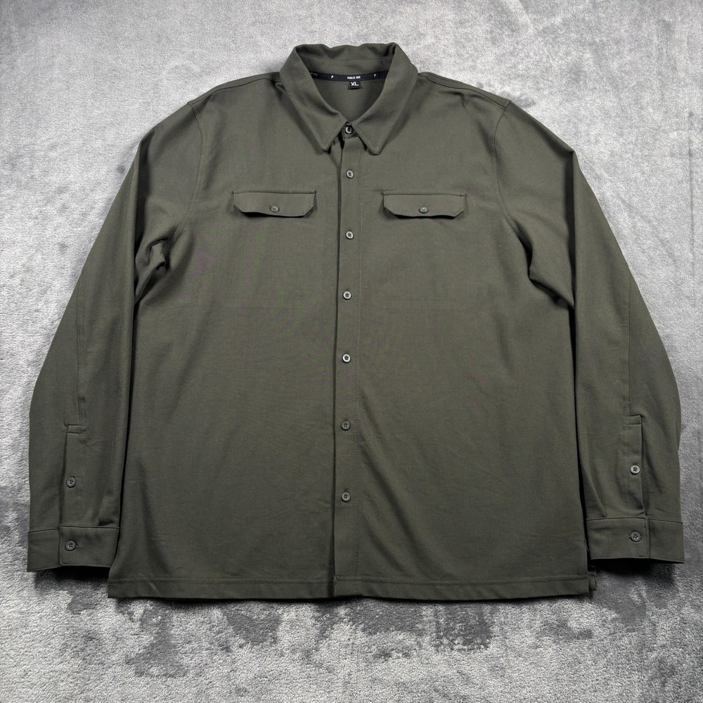 Public Rec Shirt Mens XL Green Workday Overshirt Stretch Button Up Thermal